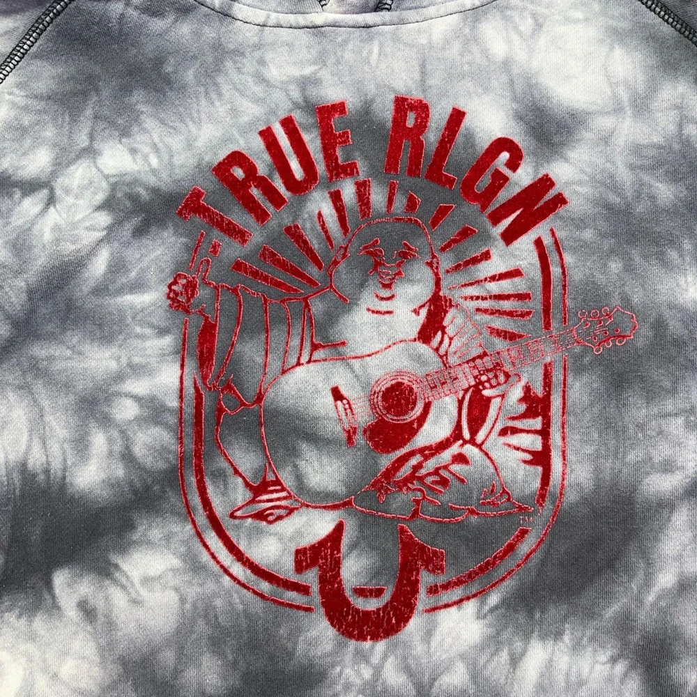 True Religion Tie Dye Hoodie Pullover Graphic Logo Sweatshirt Mens M Gorpcore‎